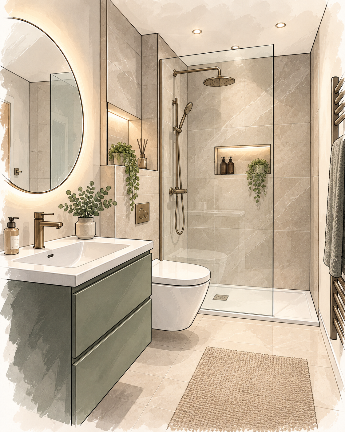 Illustrated bathroom design