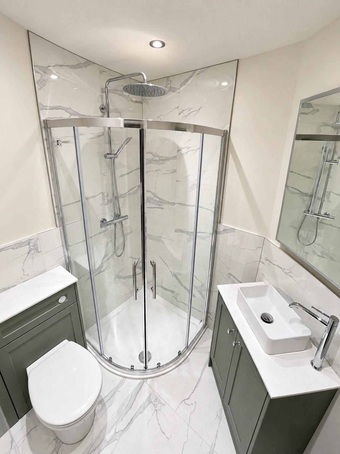 Completed marble shower room installation in Leeds